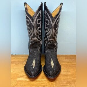 Los Altos Stingray Black  Western Cowboy Boots Excellent Condition Size 11.1/2